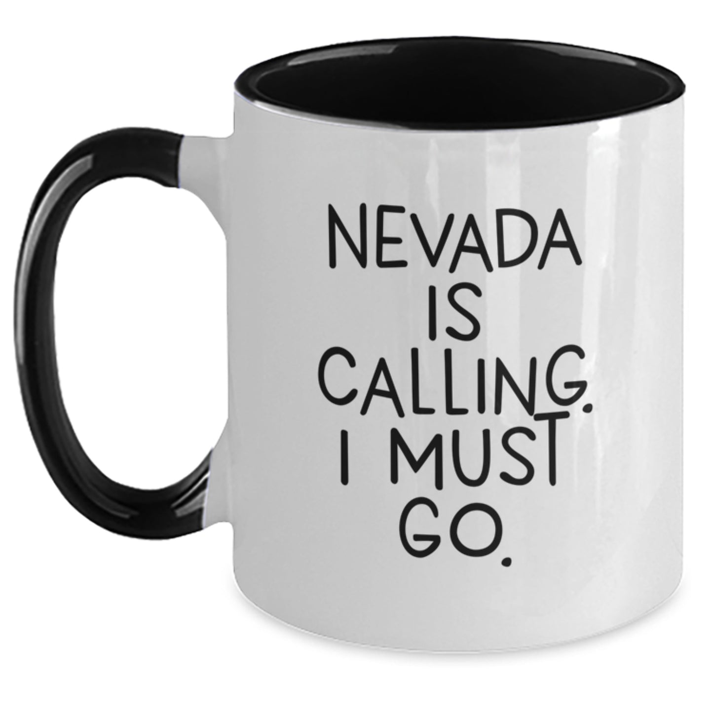 Nevada Enthusiasts Gifts from Friends and Family - Funny Two Tone Coffee Mug, 'Nevada Is Calling I Must Go', Christmas Unique - Main