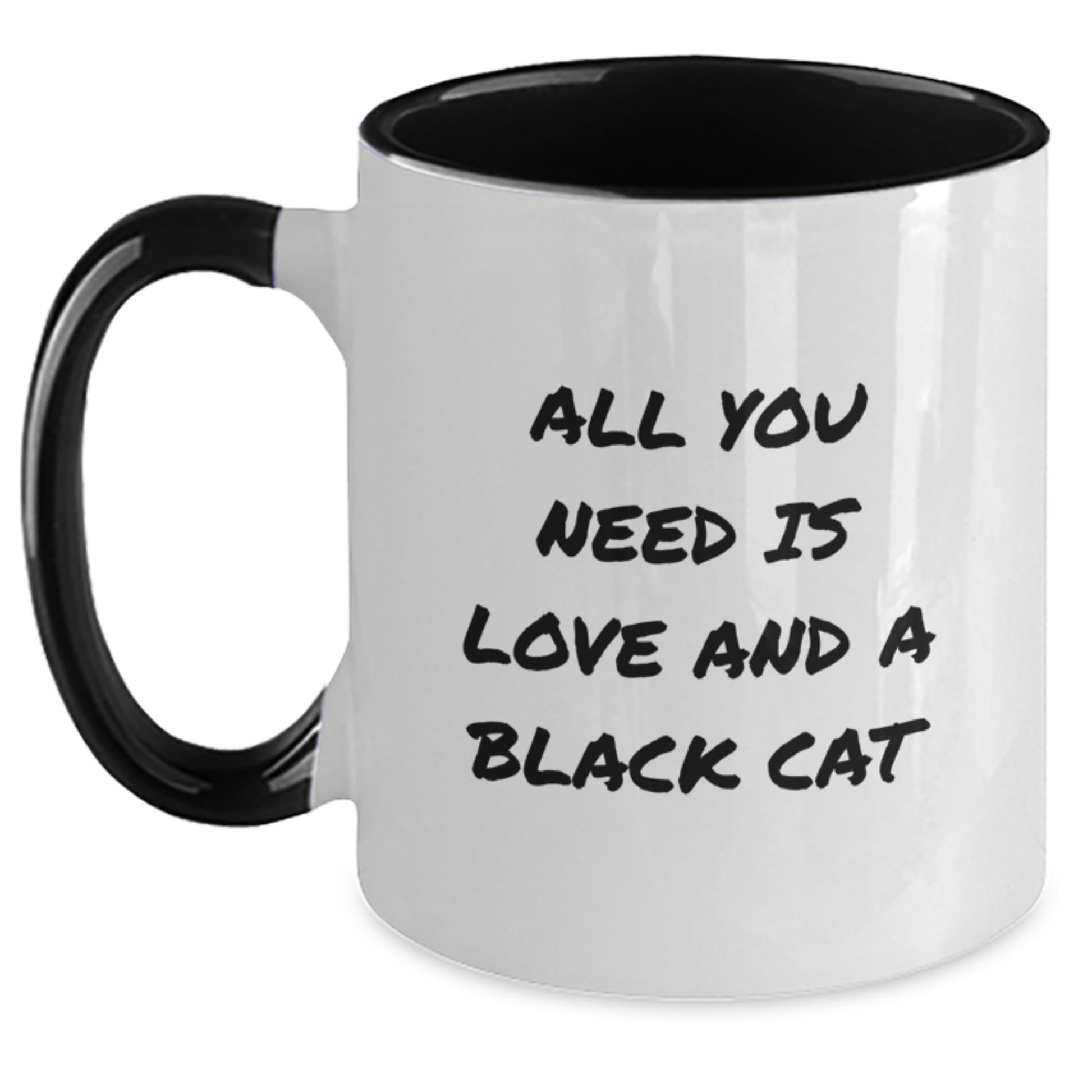 Funny Black Cat Gifts for Black Cat Lovers - All You Need Is Love, Two Tone Coffee Mug for Birthday - Main