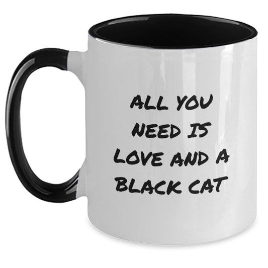 Funny Black Cat Gifts for Black Cat Lovers - All You Need Is Love, Two Tone Coffee Mug for Birthday - Main