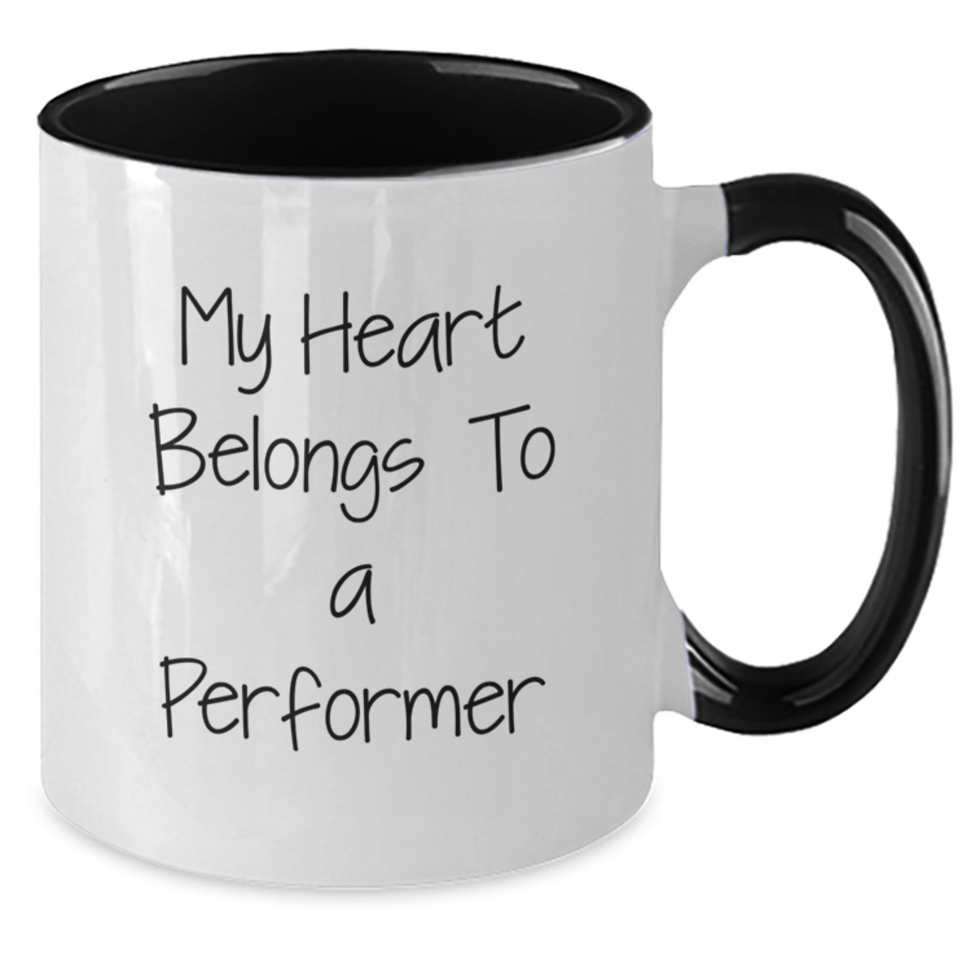 Funny Performer Gifts from Friends to Men - My Heart Belongs To A Performer Two Tone Coffee Mug, Birthday Unique Presents for Him - Additional