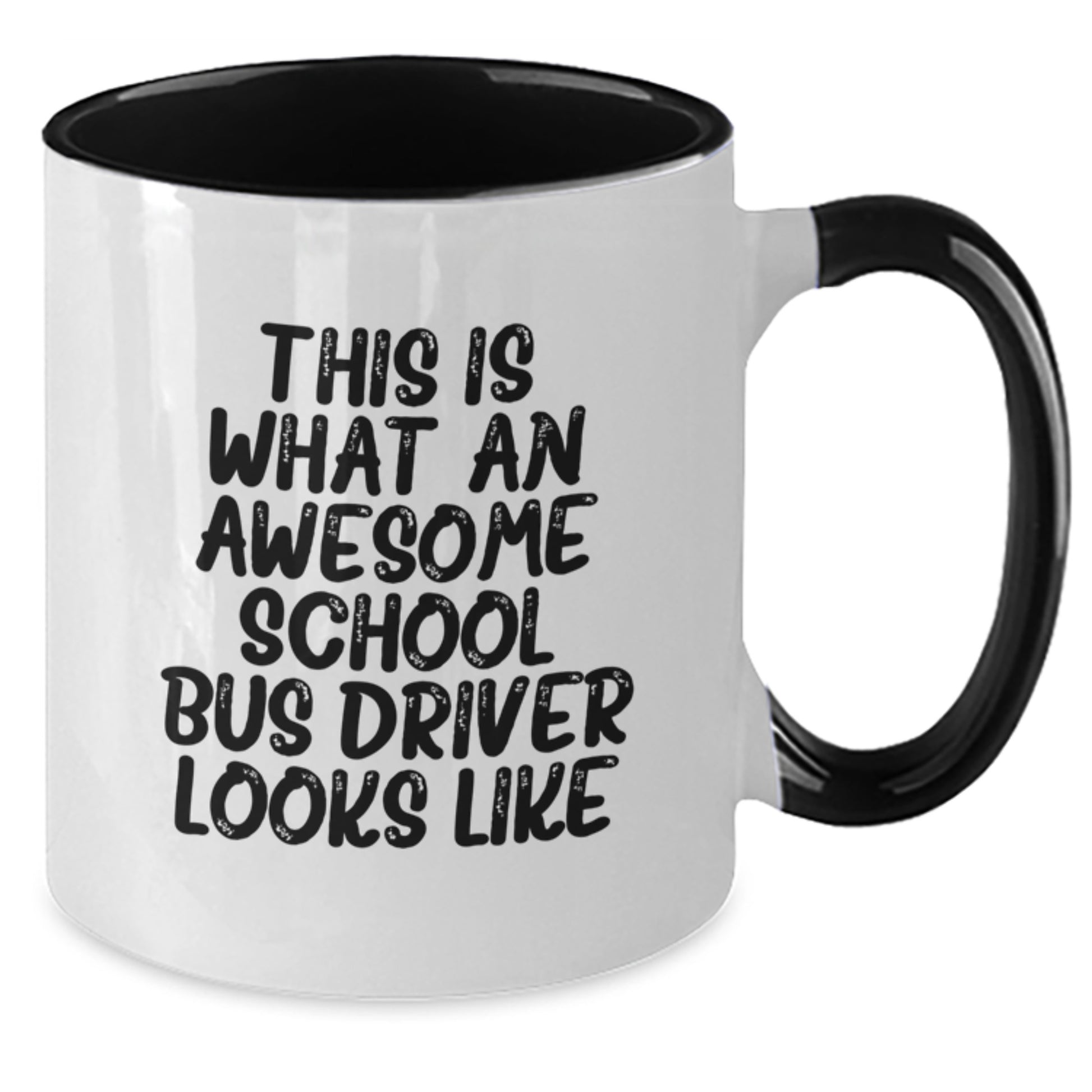 Funny School Bus Driver Gifts from Friends and Family - Birthday Unique Mugs for Men and Women - 'This Is What An Awesome School Bus Driver Looks Like' - Two Tone Coffee Mug - Additional