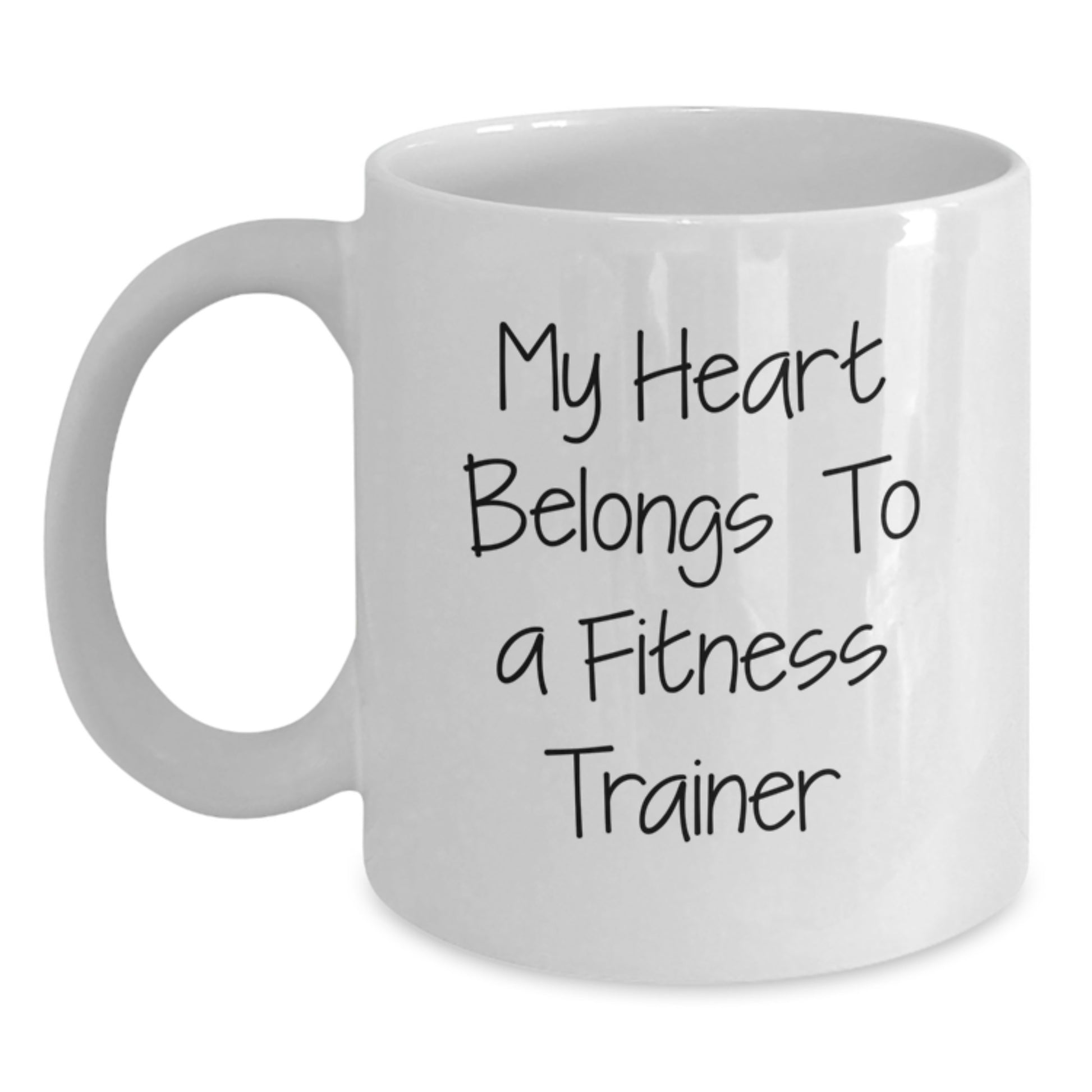 Funny Fitness Trainer Gifts from Friends for Him or Her - My Heart Belongs To A Fitness Trainer White Coffee Mug, Birthday Unique Gifts - Main