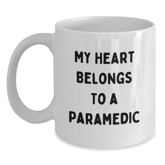 Funny Rescue Worker Gifts from Men to Rescue Workers, My Heart Belongs To A Rescue Worker White Coffee Mug for Birthday Unique Gifts - Main