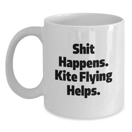 Funny Kite Flying Gifts for Men from Friends, White Coffee Mug for Graduation - Main