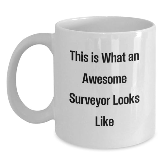 Funny Surveyor Gifts for Men, Surveyor White Coffee Mug, This Is What An Awesome Surveyor Looks Like, Christmas Unique Gifts, Gifts from Family - Main
