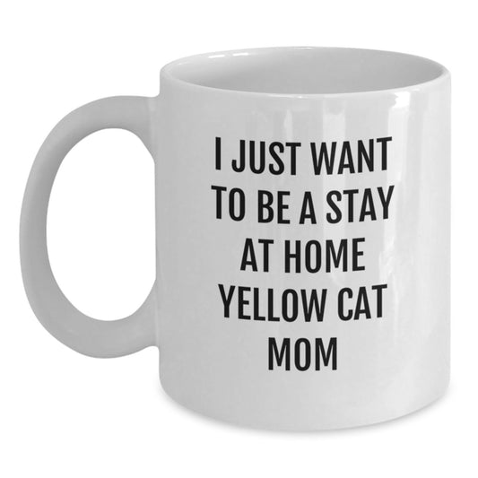 Yellow Cat Mom Funny Gift, White Coffee Mug for Yellow Cat Lover, Best Christmas Unique Gifts from Family Friends to Yellow Cat Enthusiasts - Main