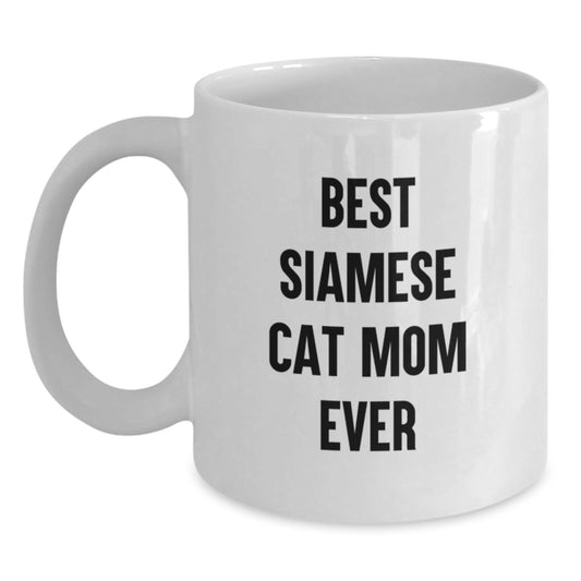 Funny Siamese Cat Lover Gifts from Family for Best Siamese Cat Mom Ever White Coffee Mugs for Birthday, Gifts for Siamese Cat Enthusiasts - Main