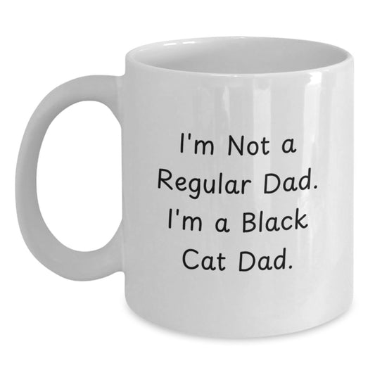 Black Cat Dad Funny Gifts from Men to Friends for Graduation, Unique White Coffee Mug - Main