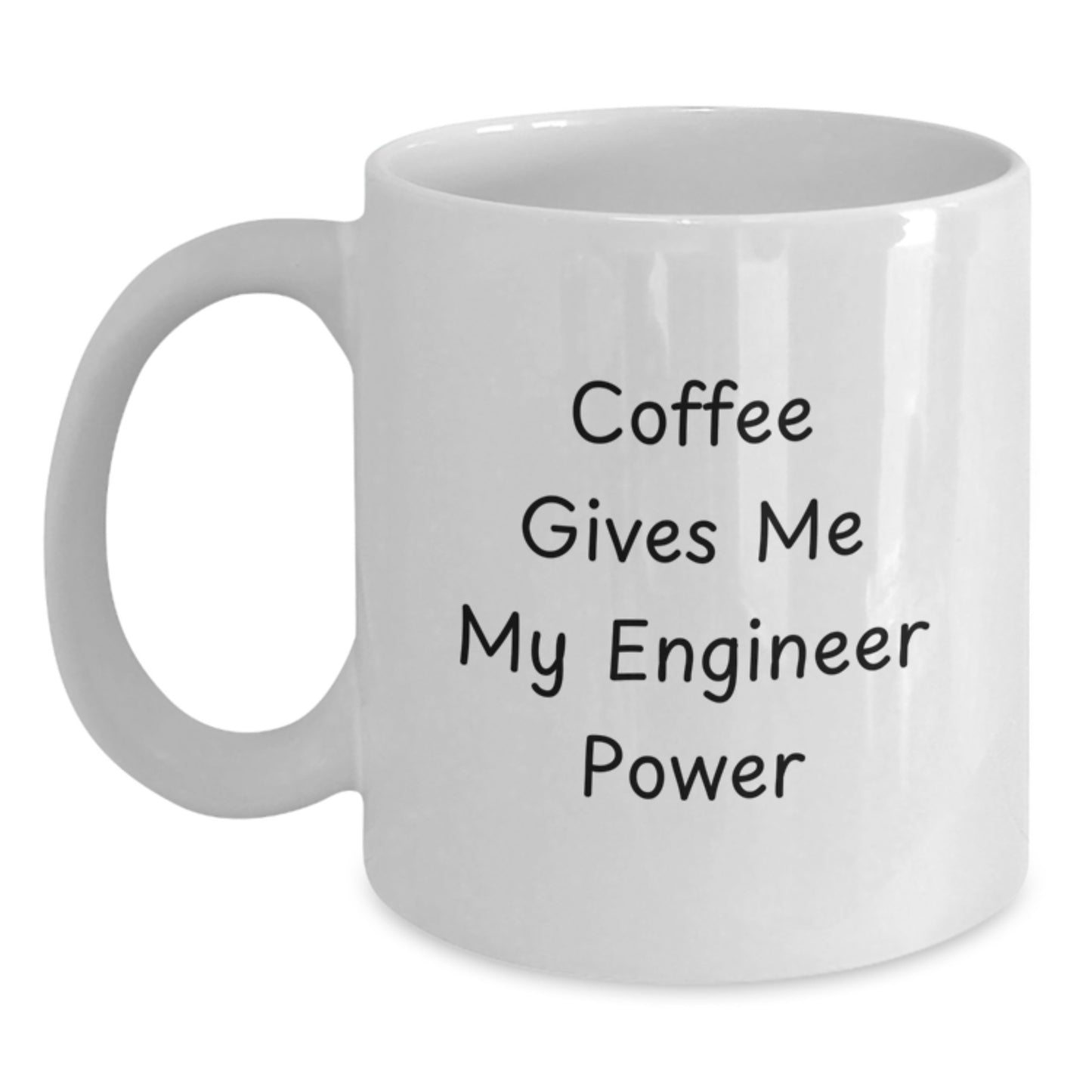 Funny Engineer Gifts, 'Coffee Gives Me My Engineer Power' White Coffee Mug for Men, Unique Graduation Gift from Friends, Coworkers, Family - Main