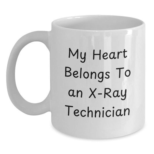 Funny X-Ray Technician Gifts, White Coffee Mug, My Heart Belongs To An X-ray Technician, Unique Christmas Unique Gifts for Him, Her, Friends, Coworkers, Family - Main
