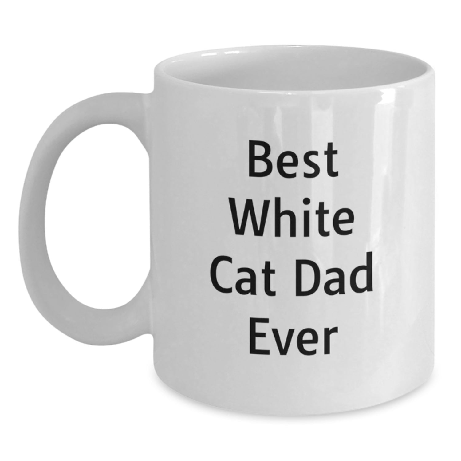 White Cat Lover Gifts from Friends to Family, Best White Cat Dad Ever White Coffee Mug, Valentine's Unique Mug - Main