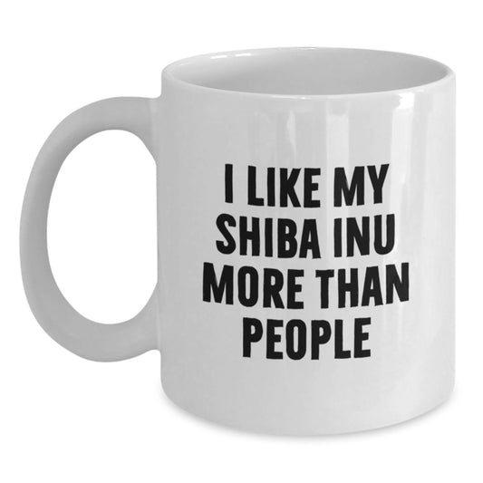 Funny Shiba Inu Dog Gifts from Friends for Birthday Unique Delights - I Like My Shiba Inu More Than People White Coffee Mug - Main