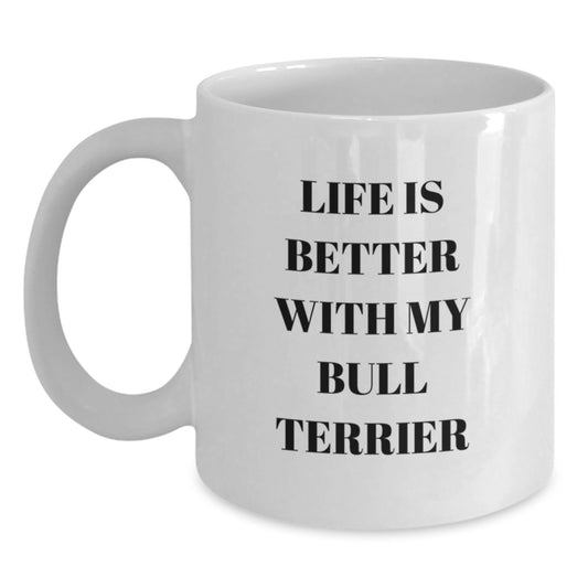 Funny Bull Terrier Dog Lover Gifts from Friends Birthday Unique White Coffee Mugs for Men Women Family - Main