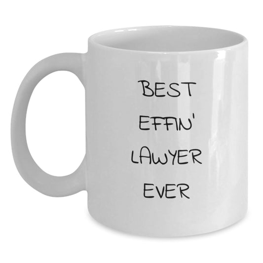 Funny Lawyer Gifts from Friends to Lawyer, White Coffee Mugs for Lawyer, Best Effin' Lawyer Ever Christmas Unique Gifts - Main