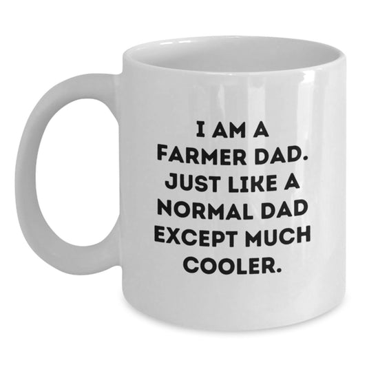 Funny Farmer Dad White Coffee Mug Gifts for Men, Christmas Unique Presents from Family - Main