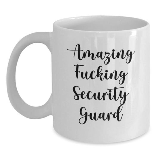 Funny Security Guard Gifts from Friends for Security Guard with Amazing F--king Security Guard Quote on White Coffee Mug for Christmas - Main