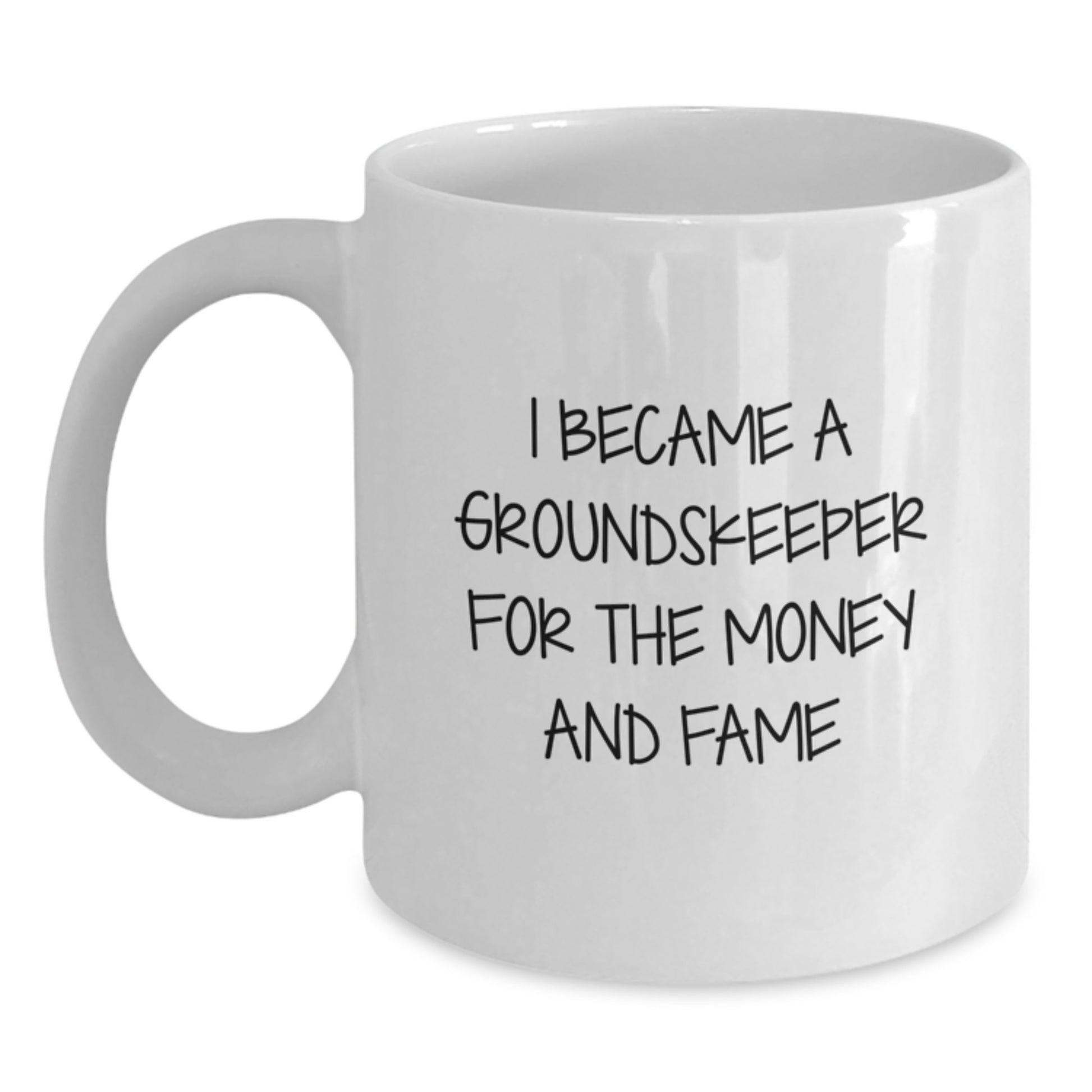 Funny groundskeeper Gifts for Men, White Coffee Mug, I Became A groundskeeper For The Money And Fame, Christmas Unique Gifts from Friends - Main