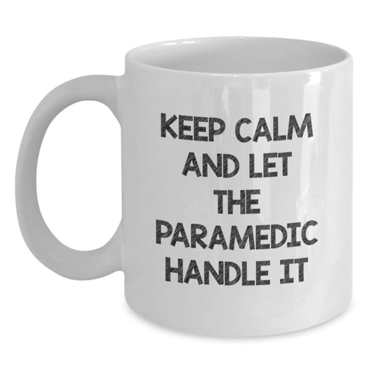 Funny Rescue Worker Gifts from Friends, White Coffee Mug, Keep Calm And Let The Rescue Worker Handle It, Christmas Unique Gifts for Rescue Worker Men - Main