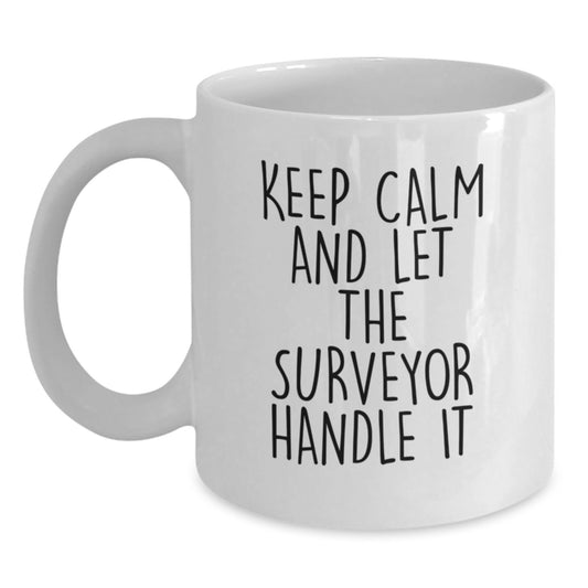 Funny Surveyor Themed White Coffee Mug Gifts from Friends for Surveyor at Christmas - Main