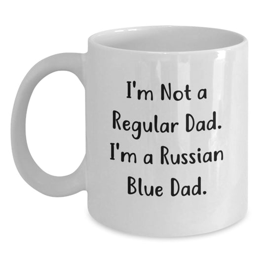 Funny Russian Blue Cat Dad Gifts from Men to Russian Blue Cat Lovers on Graduation Unique Gifts for White Coffee Mug - Main