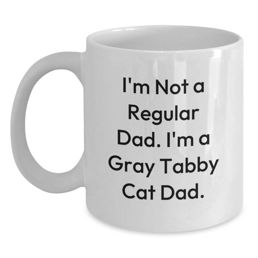 Funny Gray Tabby Cat Dad White Coffee Mug Gifts for Men from Family, Unique Christmas Unique Gifts - Main