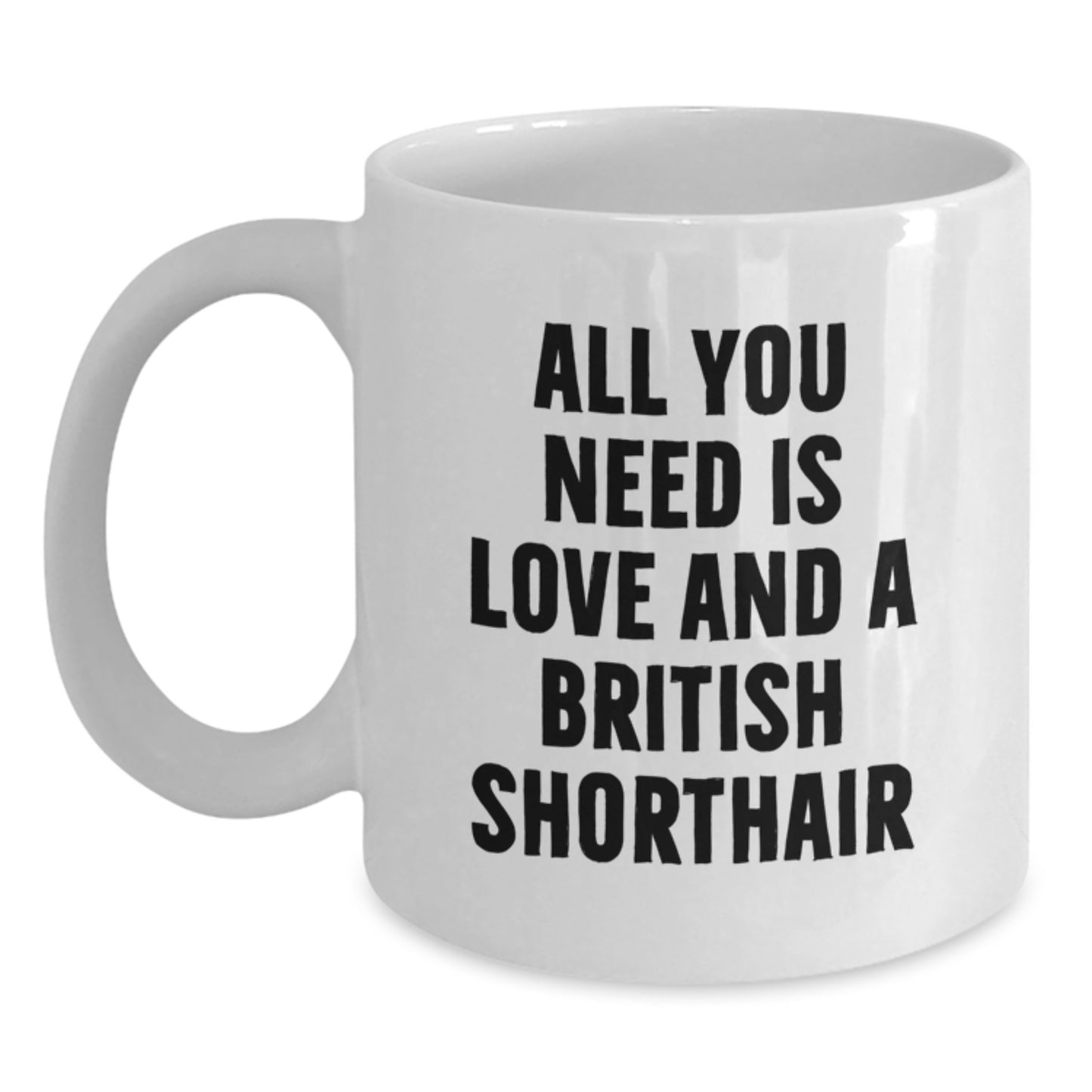 British Shorthair Cat Lovers White Coffee Mug Gifts from Friends for British Shorthair Cat Enthusiasts - All You Need Is Love And A British Shorthair Christmas Unique Mugs - Main