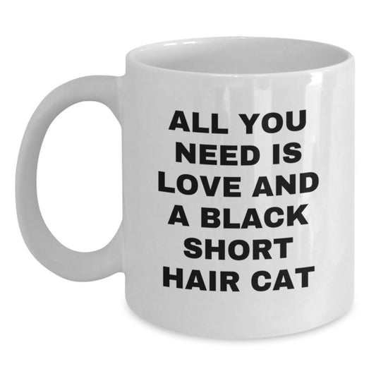 Black Short Hair Cat Lover Gifts from Family Friends Women Funny White Coffee Mug - Main