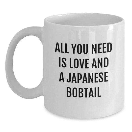 Japanese Bobtail Cat Lovers Gifts from Family - White Coffee Mug - All You Need Is Love - Main
