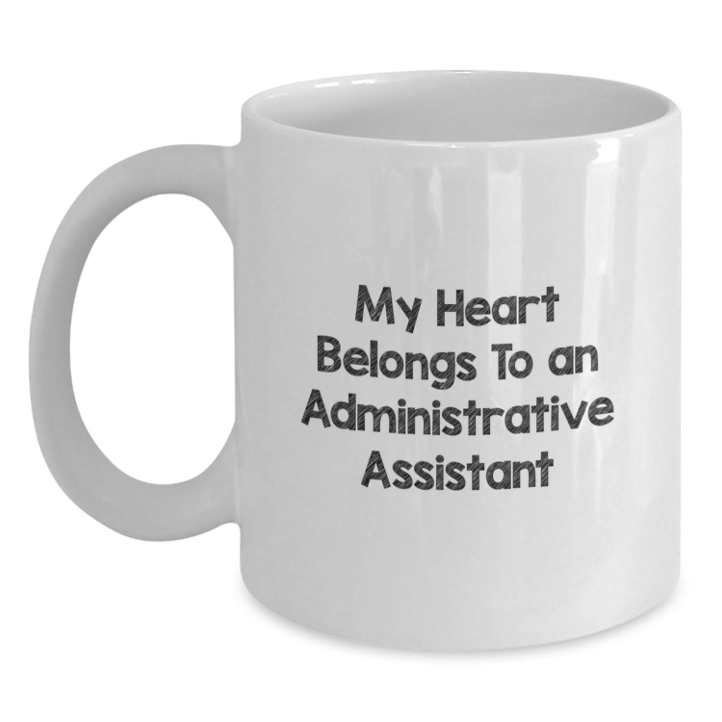 Funny Gifts for Administrative Assistants - My Heart Belongs To An Admin White Coffee Mug, Birthday Unique Gifts from Friends to Coworkers, 11oz or 15oz Ceramic Mugs - Main