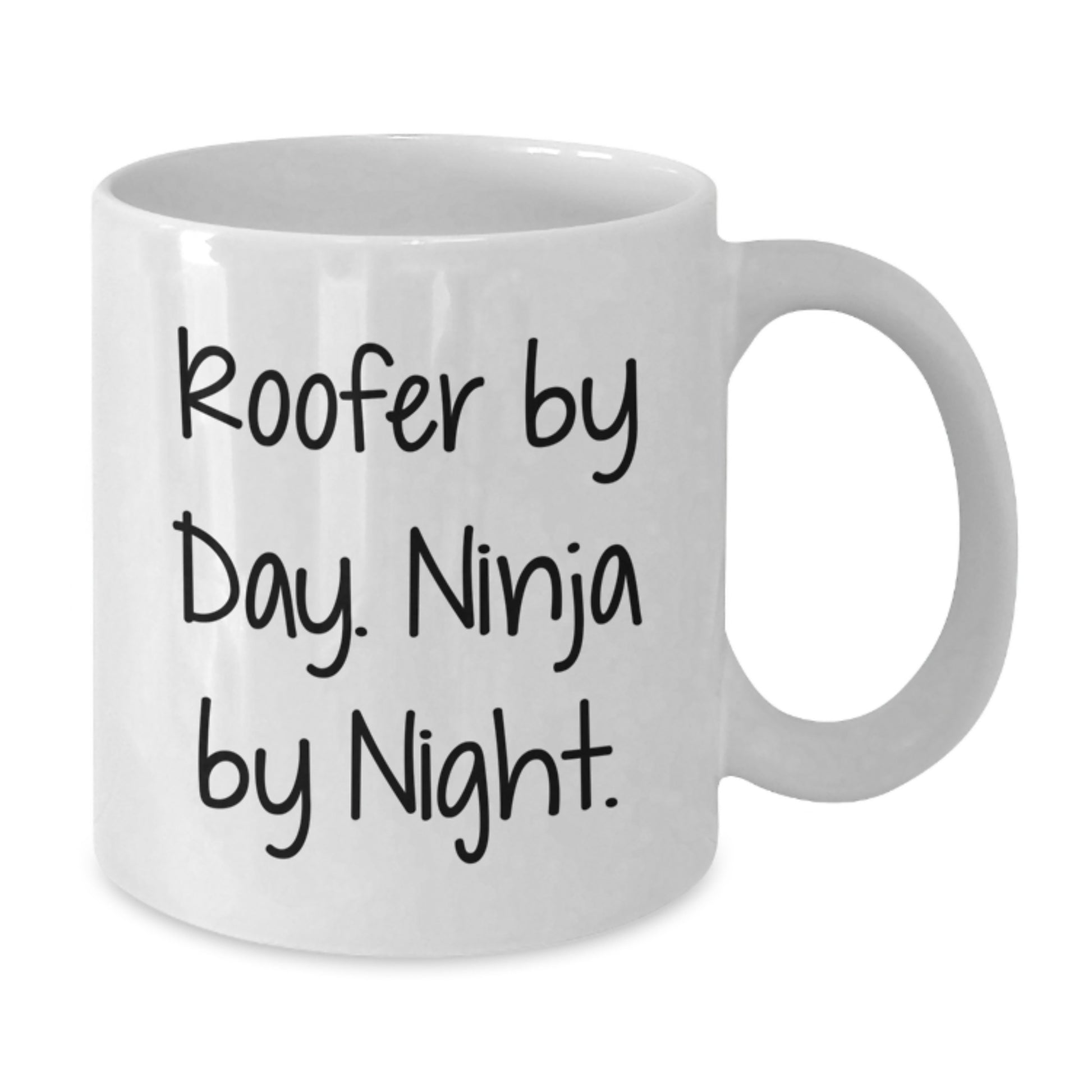 Roofer Humor Gifts from Friends and Family - 'Roofer By Day. Ninja By Night.' White Coffee Mug for Birthday - Additional