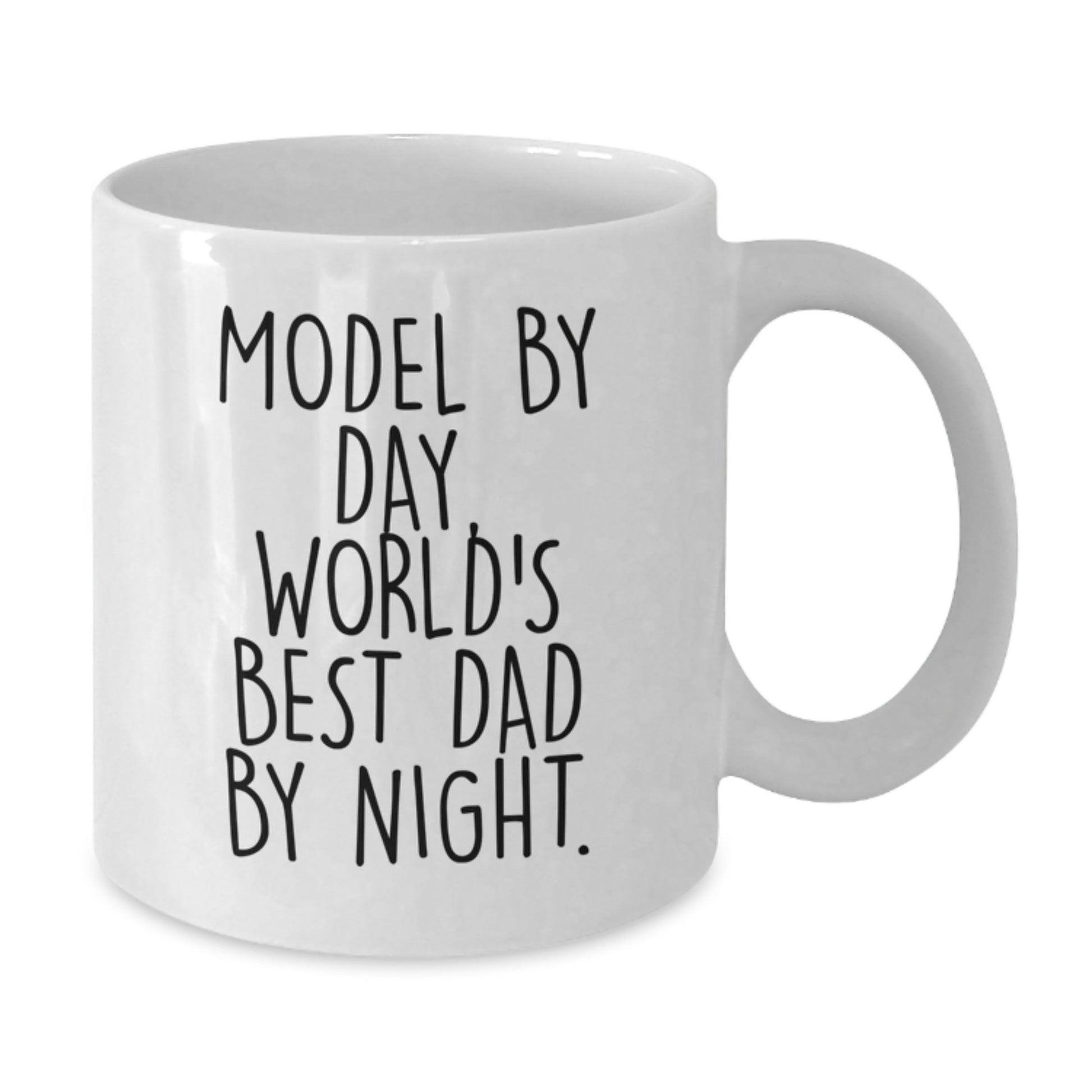 Model Gifts from Dad By Day, Funny World's Best Dad By Night White Coffee Mug for Graduation, Perfect for Model Lovers and Friends - Additional