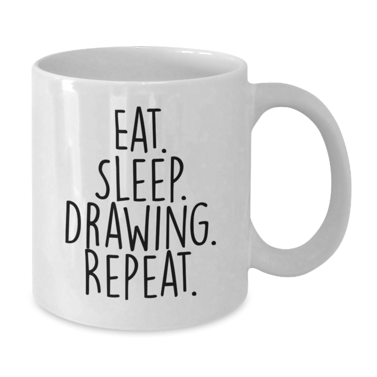 Funny Drawing Gifts for Friends - White Coffee Mug, Eat. Sleep. Drawing. Repeat., Birthday Unique Present from Friends - Additional