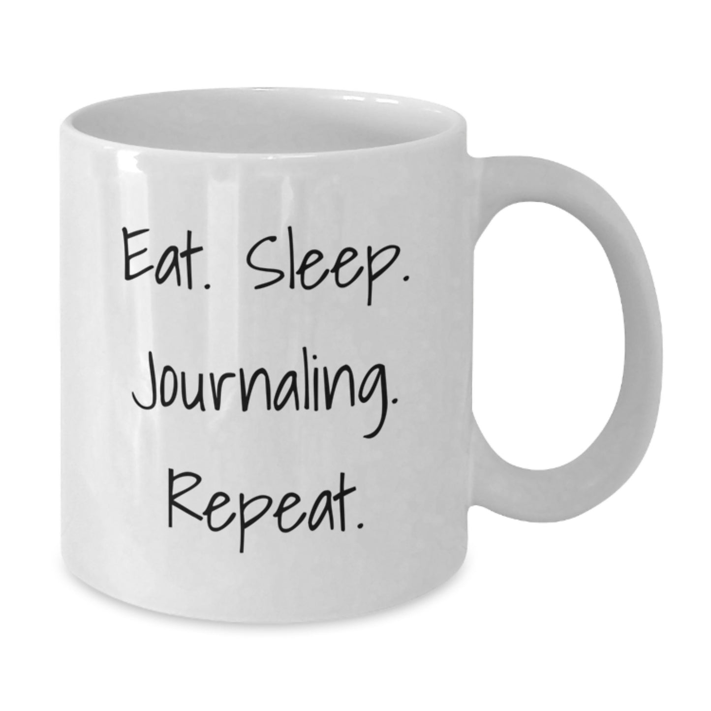 Funny Journaling Gifts for Women, 'Eat. Sleep. Journaling. Repeat.' White Coffee Mug, Birthday Unique Gifts from Friends - Additional