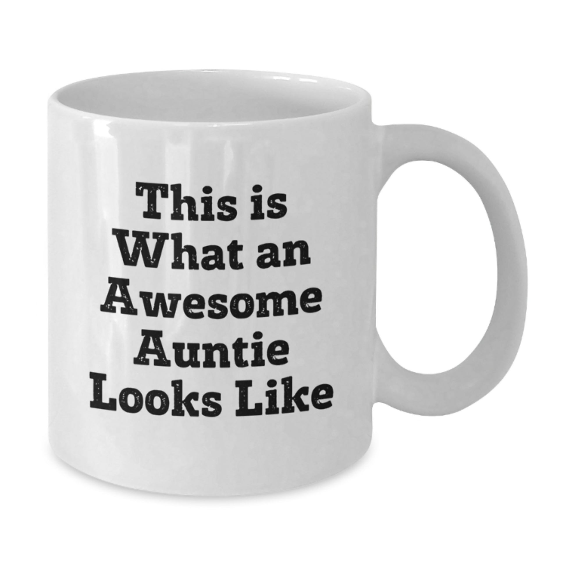 Funny Auntie Gifts, White Coffee Mug for Her Birthday, 'This Is What An Awesome Auntie Looks Like' - Gifts from Family to Auntie - Additional