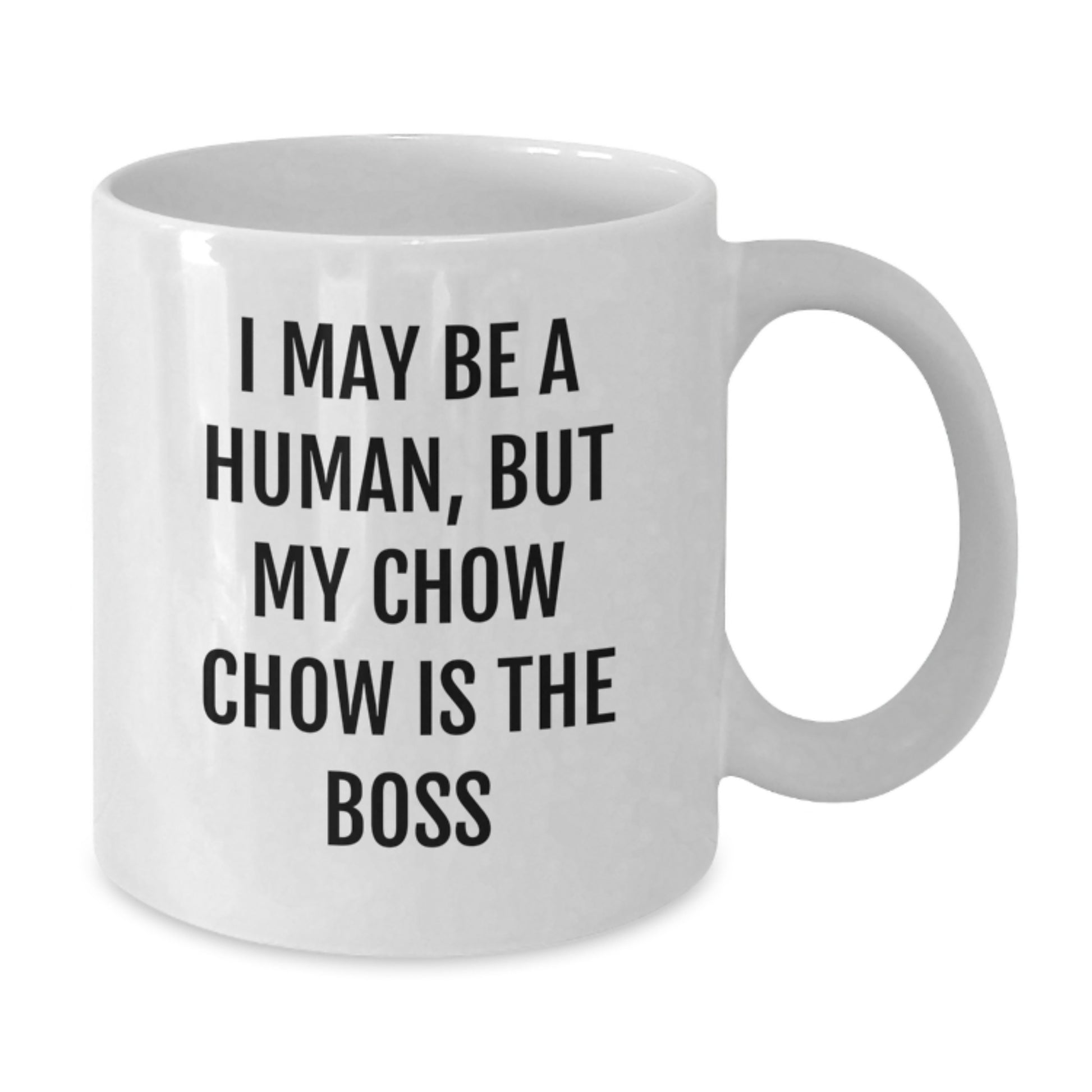 Funny Chow Chow Dog Gifts, White Coffee Mug for Birthday, 'I May Be A Human, But My Chow Chow Is The Boss' - Gifts from Family, Friends, and Coworkers - Additional
