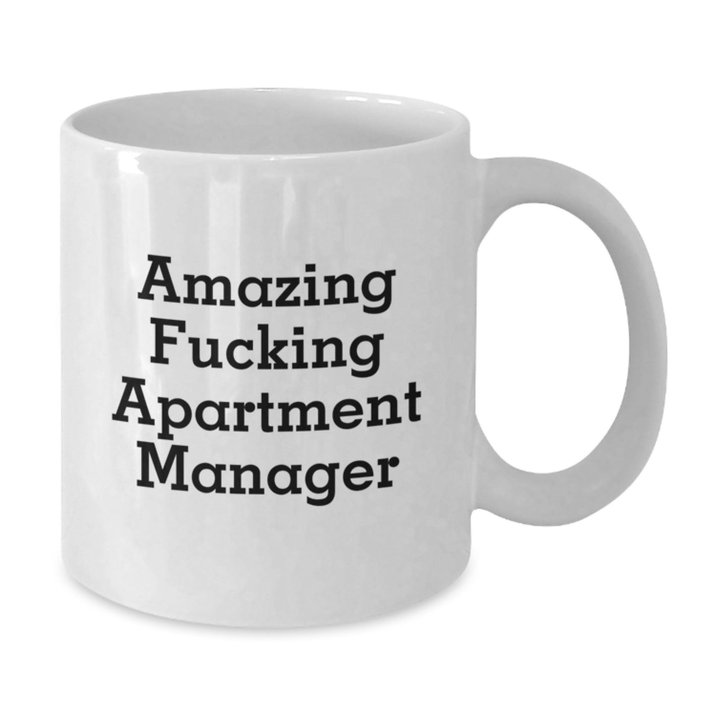 Funny Gifts for Apartment Manager White Coffee Mug, Apartment Manager Appreciation Christmas Unique Presents, 'Amazing F--king Apartment Manager' - Additional