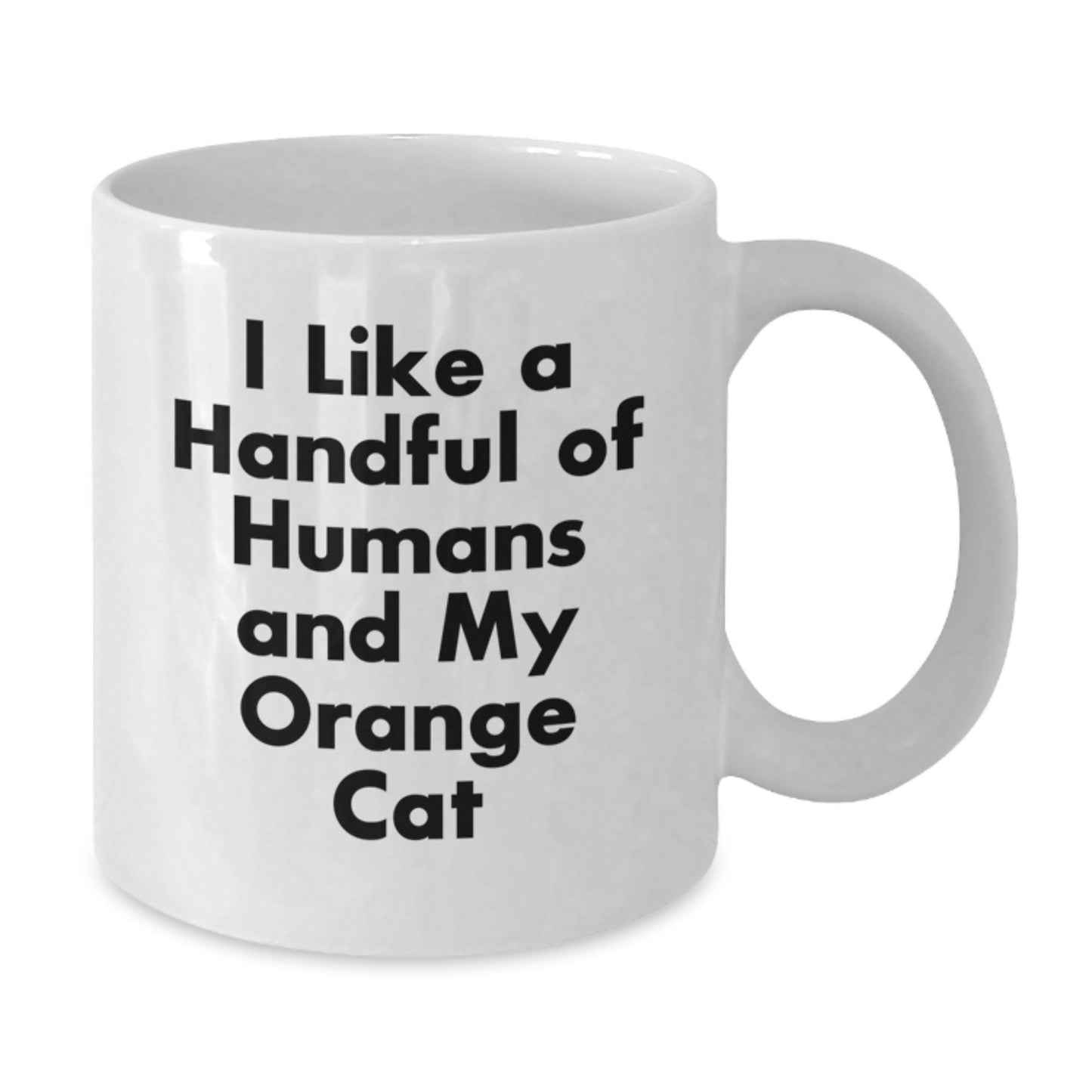 Funny Orange Cat White Coffee Mug Gifts from Family for Orange Cat Lovers, I Like A Handful Of Humans And My Orange Cat - Additional