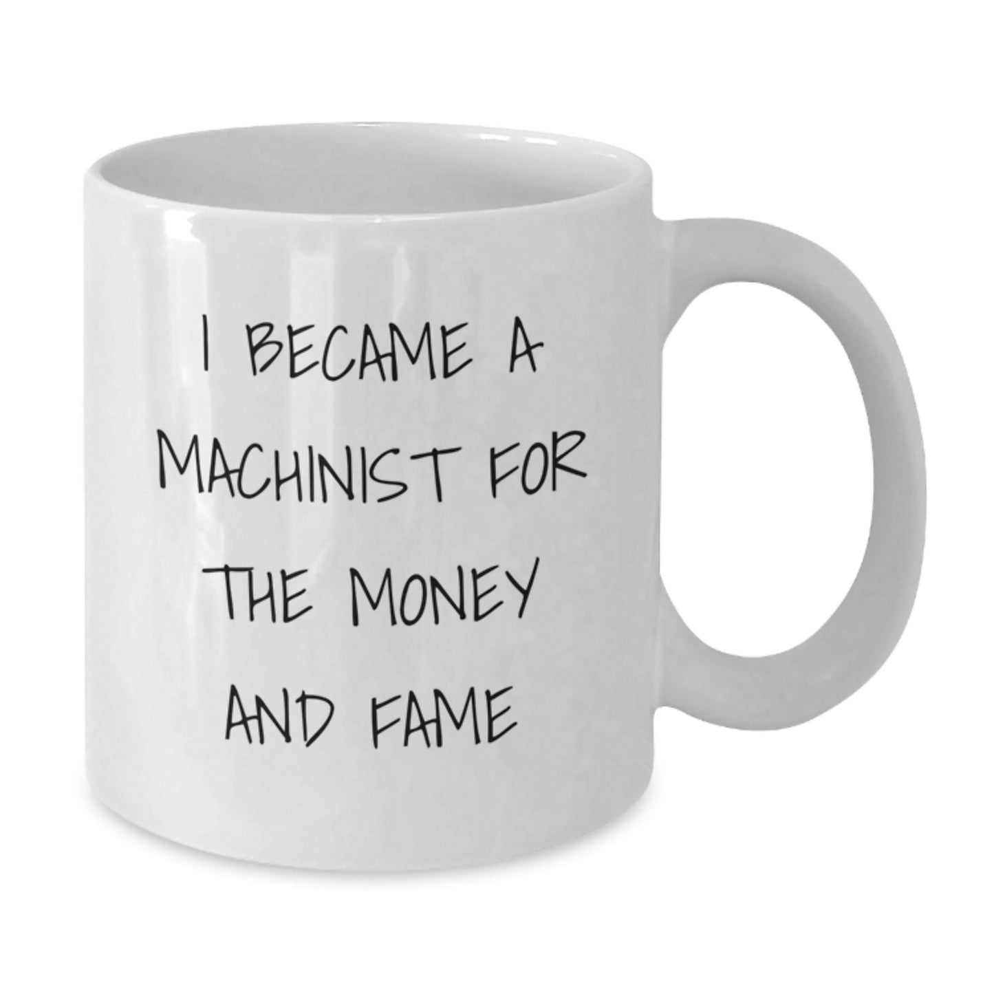 Funny Machinist Gifts for Men, White Coffee Mug with I Became A Machinist For The Money And Fame, Unique Christmas Memorable Presents for Him - Additional