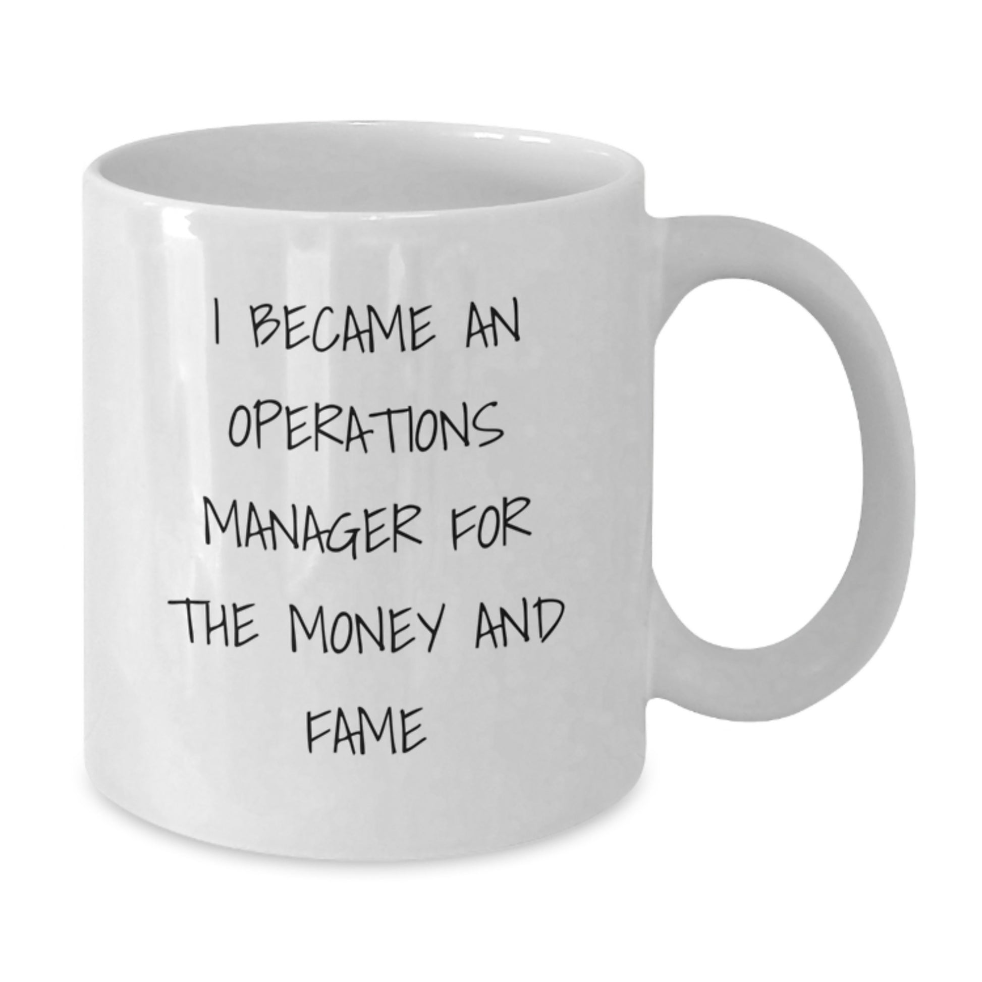 Funny Gifts from Friends for Operations Manager Christmas Unique Mugs, I Became An 'Operations Manager For The Money And Fame' Quote White Ceramic Coffee Cup 11oz or 15oz - Additional