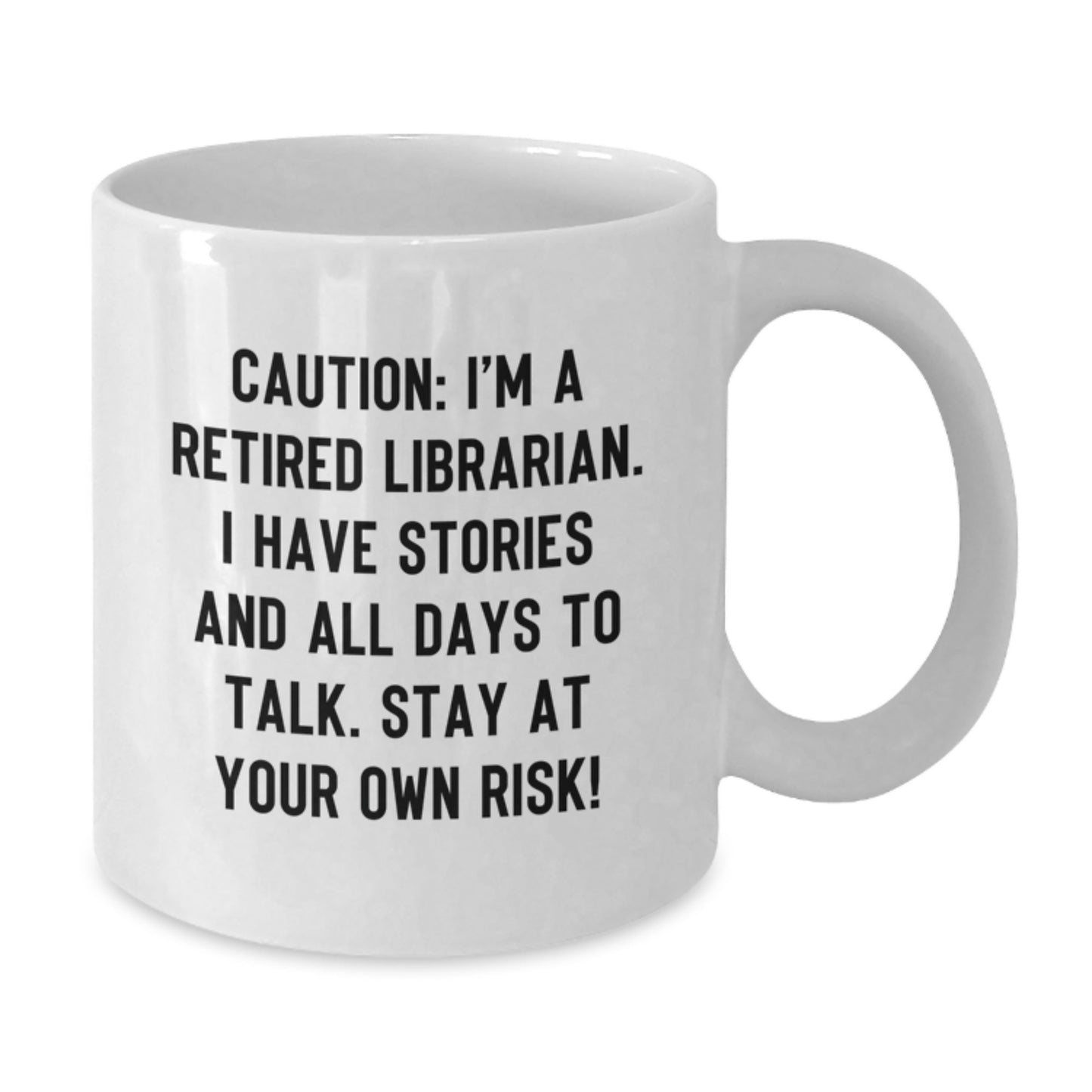 Funny Librarian Gifts from Friends for Librarian, White Coffee Mug, Christmas Unique Mugs, Stay At Your Own Risk! - Additional