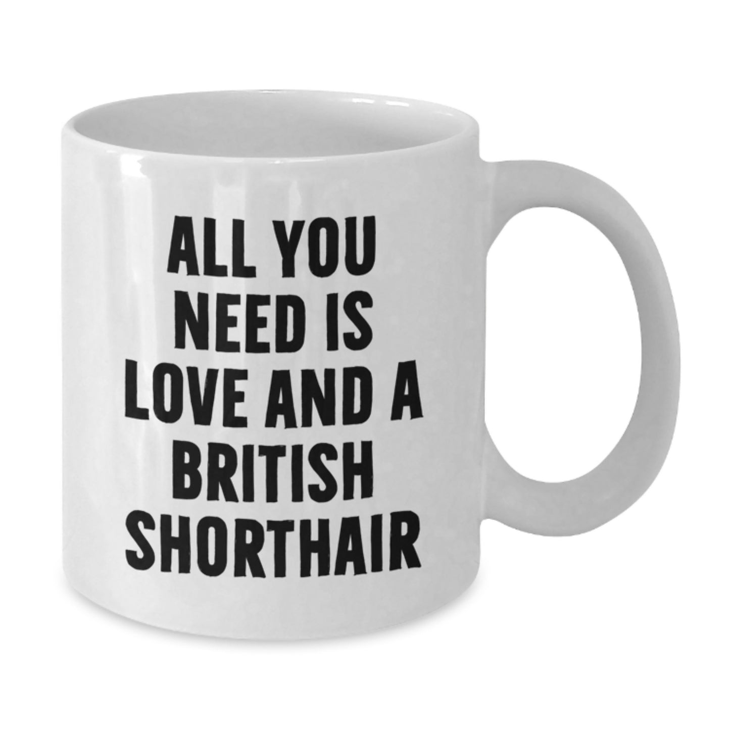 British Shorthair Cat Lovers White Coffee Mug Gifts from Friends for British Shorthair Cat Enthusiasts - All You Need Is Love And A British Shorthair Christmas Unique Mugs - Additional