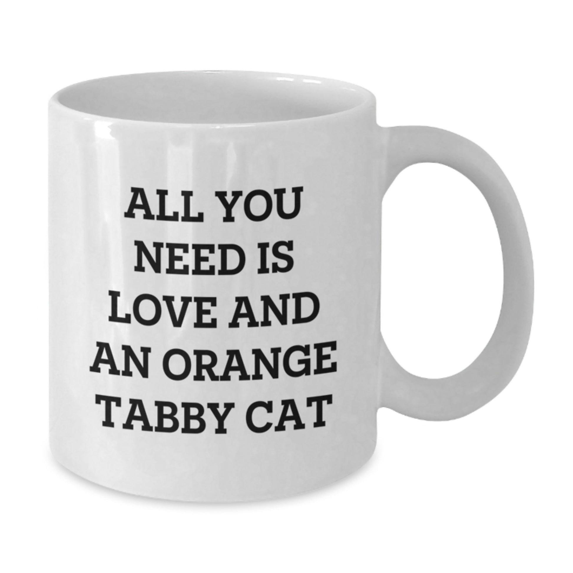 Orange Tabby Cat Lovers Gifts from Family, Friends, and Coworkers - 'All You Need Is Love And An Orange Tabby Cat' White Coffee Mug for Birthday - Additional