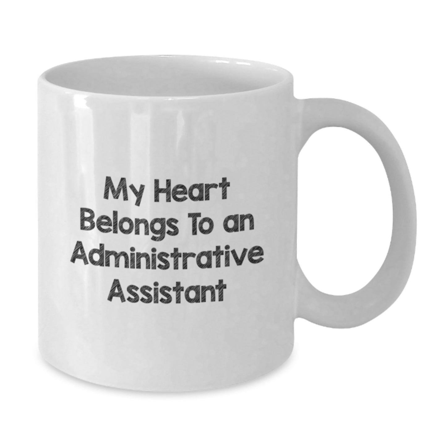 Funny Gifts for Administrative Assistants - My Heart Belongs To An Admin White Coffee Mug, Birthday Unique Gifts from Friends to Coworkers, 11oz or 15oz Ceramic Mugs - Additional