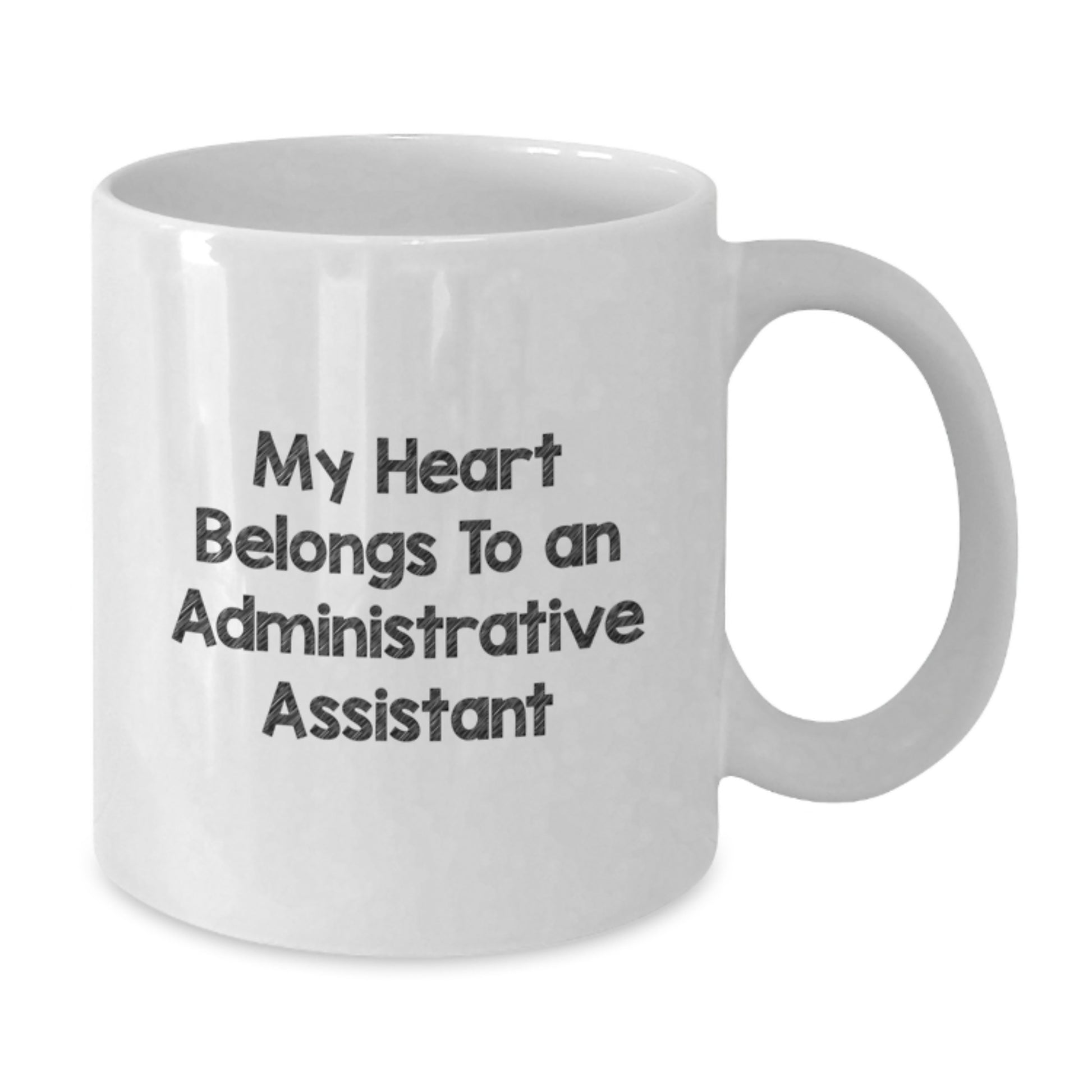 Funny Gifts for Administrative Assistants - My Heart Belongs To An Admin White Coffee Mug, Birthday Unique Gifts from Friends to Coworkers, 11oz or 15oz Ceramic Mugs - Additional