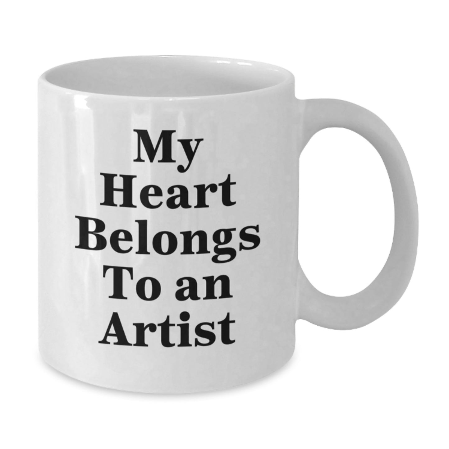 Funny Artist Gifts for Him or Her - 'My Heart Belongs To An Artist' White Coffee Mug from Family or Friends on Birthday - Additional