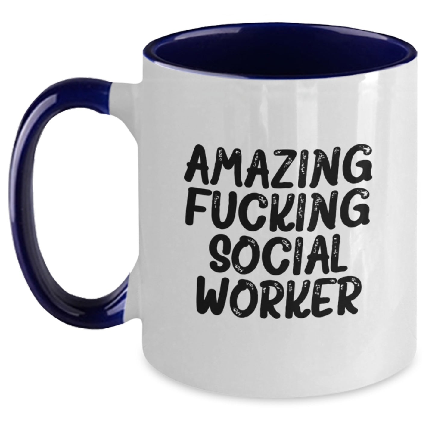 Funny Gifts from Friends for Social Worker, Amazing F--king Social Worker Two Tone Coffee Mug, Christmas Unique Mugs for Men Women Coworkers Family - Main