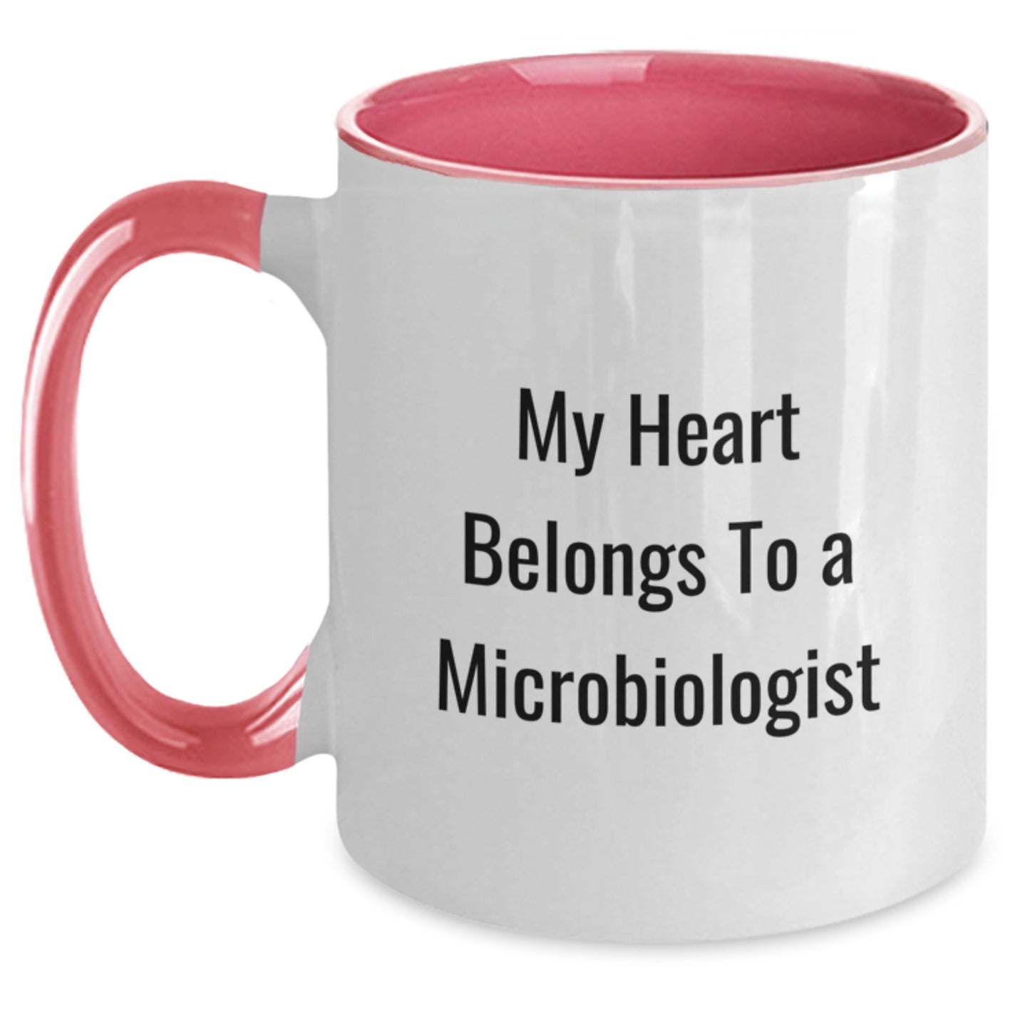 Funny Microbiologist Gifts from Friends - 'My Heart Belongs To A Microbiologist' Two Tone Coffee Mug for Her, Unique Birthday Unique Gift for Him - Main