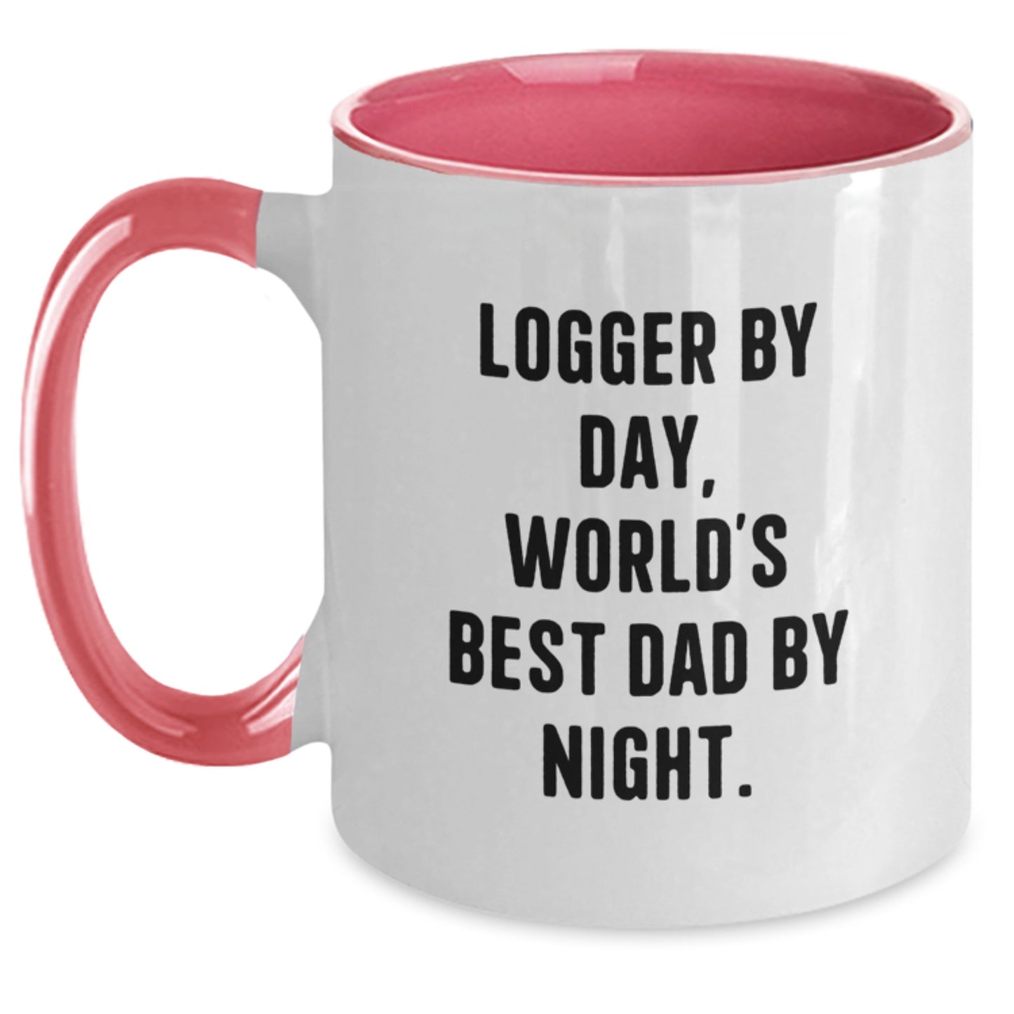 Funny Logger Gifts, Two Tone Coffee Mug, Graduation Unique Gifts from Family, Friends, Coworkers - 'Logger By Day, World's Best Dad By Night.' - Main