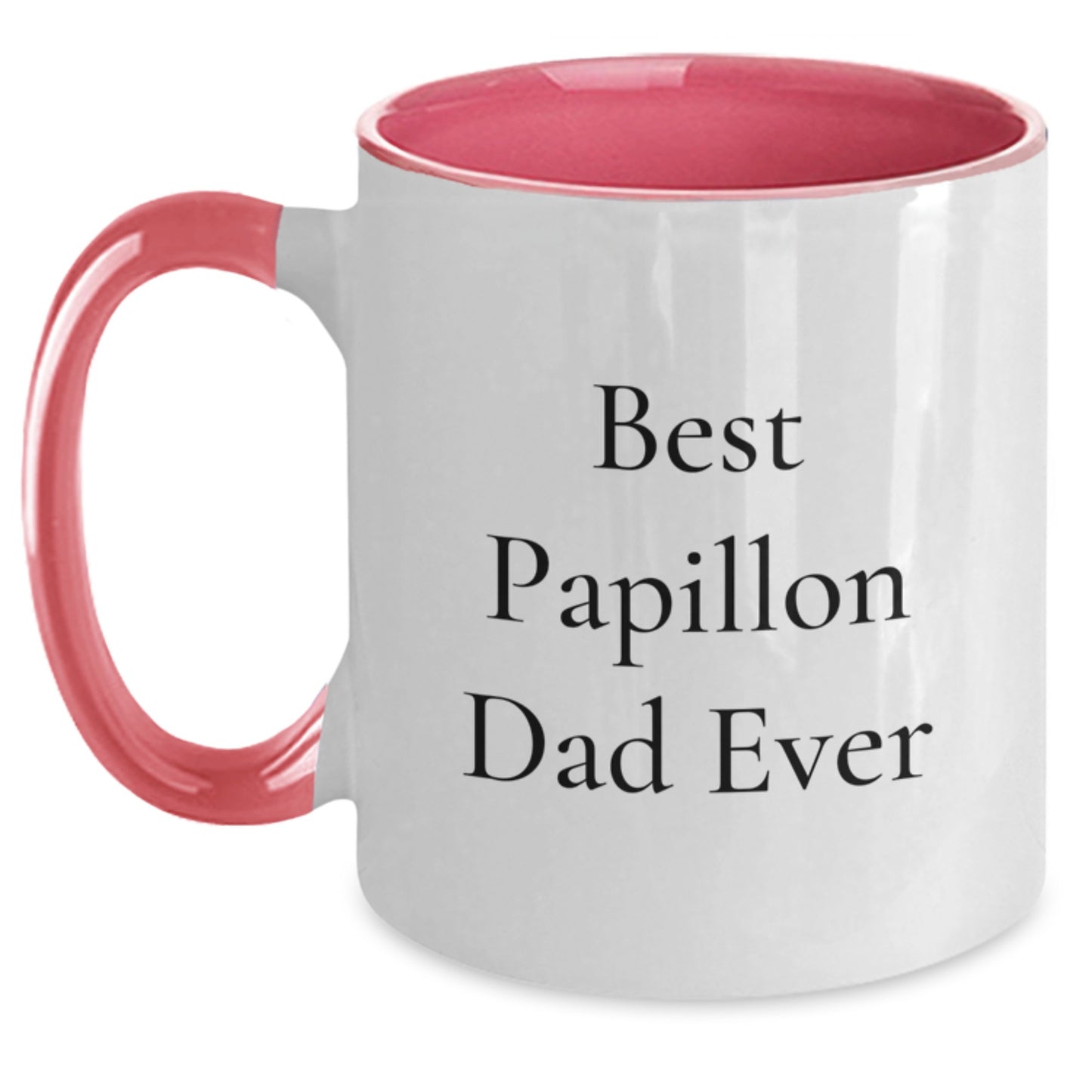 Papillon Dog Lover Gifts from Men to Friends - Funny Two Tone Coffee Mug for Graduation, 'Best Papillon Dad Ever' - Main