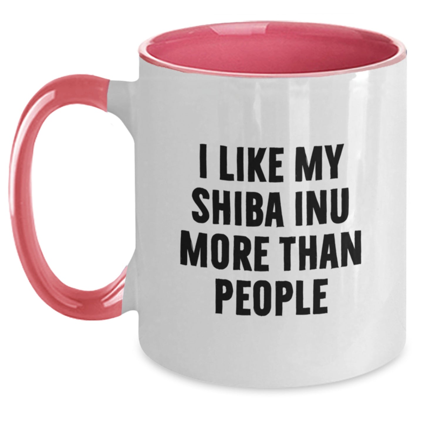 Shiba Inu Dog Lovers Gifts - Funny Quote Coffee Mug for Birthday from Friends or Family, I Like My Shiba Inu More Than People, Two Tone Ceramic Mug - Main